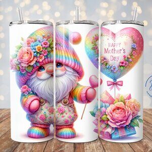 Happy Mother's Day Gnome Tumbler, Rainbow Gnome, Mother's Day Gift, Cute Mom Cup